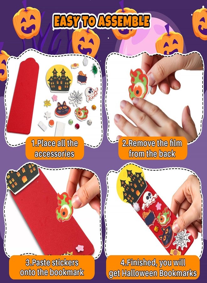AuroTops 24 Pack Halloween Crafts for Kids,Halloween Bookmarks for Kids Party Favors DIY Bookmarks Kits Trick or Treat Gifts Goodie Bags Gifts Treat Bags Fillers Bulk Classroom Prizes Party Decoration - Image 3